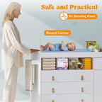 Baby Dresser with Changing Table Top, Baby Changing Table Dresser with 4 Drawers and Adjustable Shelves, Multi-Functional Diaper Changing Station, Nursery Organizer for Kids Bedroom, White