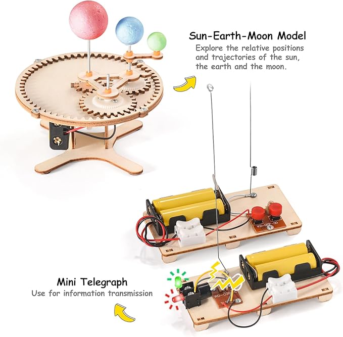 STEM Science Kits for Kids Ages 8-12 8-10, Wood Building Crafts Kits for Boys 6-8, STEM Toys for Boys Age 8-12 6 7 10 11 13 Years Old Gifts, Engineering Experiment Projects, 3D Wooden Puzzles 8-13