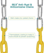 PACEARTH Swing Seat with Heavy Duty 68.9 inch Anti-Rust Plastic Coated Chains, 23.6 inch Tree Hanging Straps and Locking Buckles-Outdoor Playground Tree Swing Set Accessories Replacement (Blue)