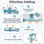 Collapsible Baby Bathtub for Newborn, Foldable Baby Bath Tub with Thermometer & Soft Floating Cushion & Drain Hole, Portable Travel Infant Bath Tubs for Newborns to Toddler 0-36 Months Girl, Blue