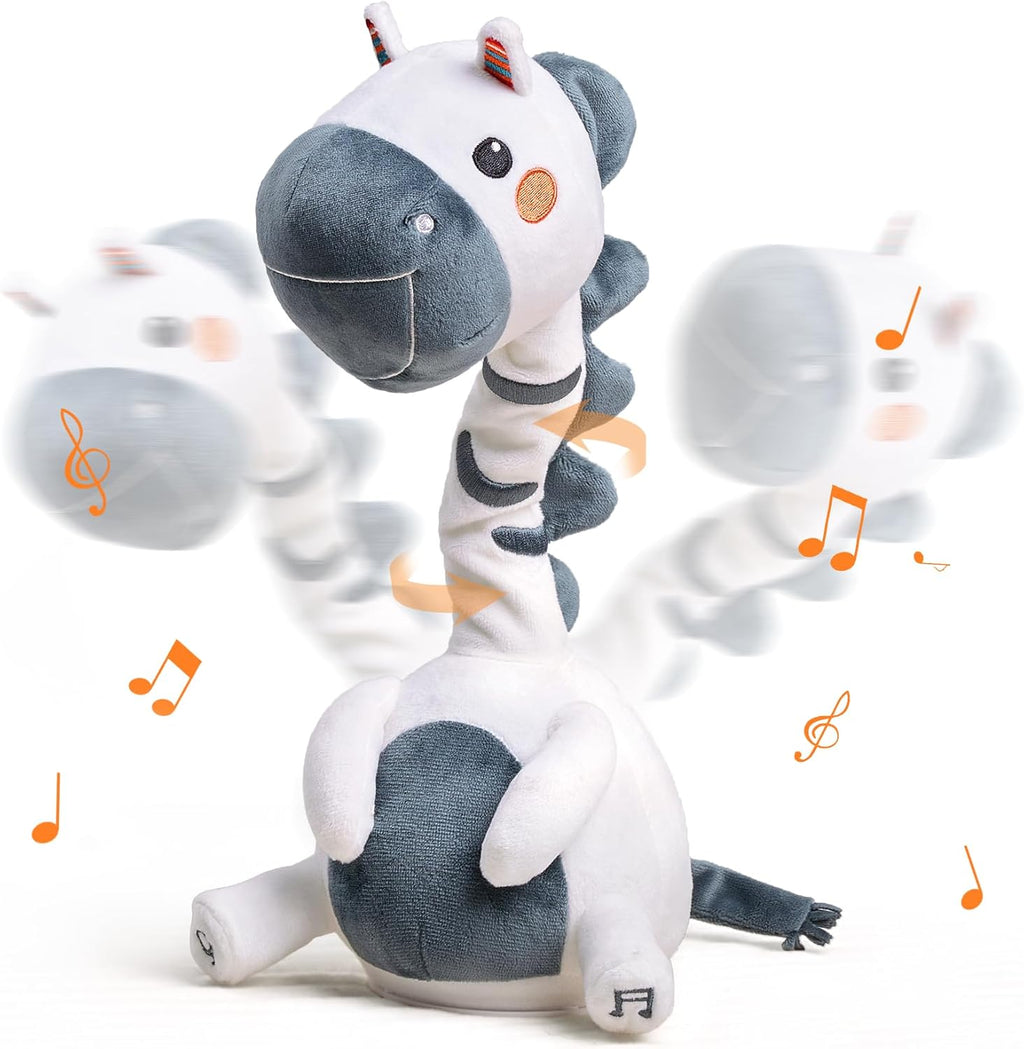 TUMAMA Singing Talking Dancing Toy, Mimicking Twisting Electronic Soft Plush Zebra Toy with Recording & Repeating What You Say, Singing Interactive Toddler Toys for Boys Girls Gifts