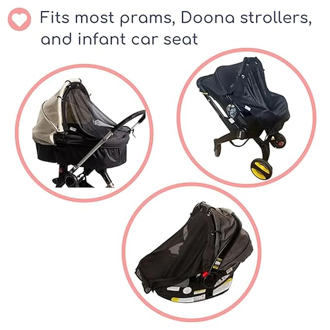 Stroller Sun Shade - Universal UV Protection Cover for Strollers Sunshade with See Through, Clip-On Sun Blocker, Sun Shield for Baby, Breathable Adjustable Fit, Full Coverage, M Black