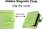 Passport Holder Cover Wallet RFID Blocking Leather Card Case Travel Accessories for Women Men (Apple green)