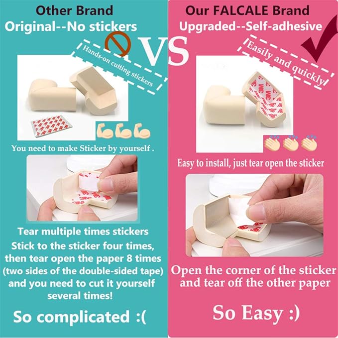 DYKESON Soft Corner Protector, Baby Safety Cushion, Corner Bumpers for Furniture, Corner Proofing for Baby, Corner Cushion, Table Edge Protector, Baby Proofing Edge, Corner Guards, 12 Pack, Brown