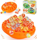 Marble Balance Game - 50 Colorful Marbles with Built-in Storage, Fun Family Challenge for 1-4 Players, Educational Toy for Kids & Adults, Perfect for Parties, Travel & Birthday Gifts (Pumpkin Orange)