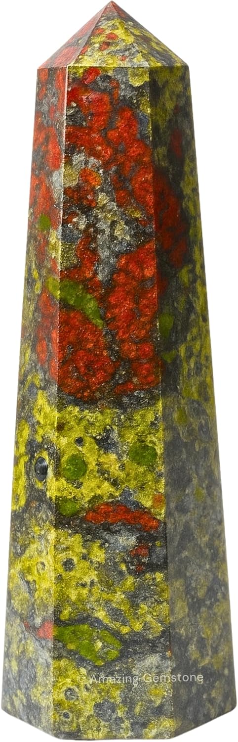 Amazing Gemstone Dragon Bloodstone Crystal Towers - Natural Healing Crystal Point Obelisk for Reiki Healing and Crystal Grid (2 Inch to 3 Inch)