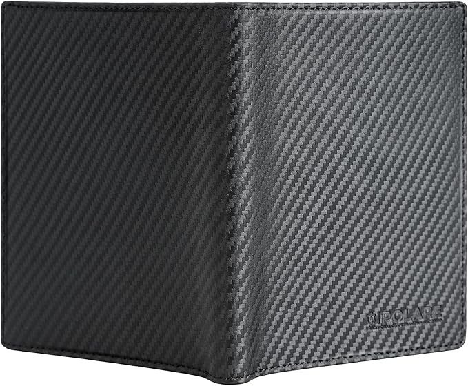 Polare Luxury RFID Blocking Leather Passport Holder Travel Wallet For Men and Women (Carbon Black)