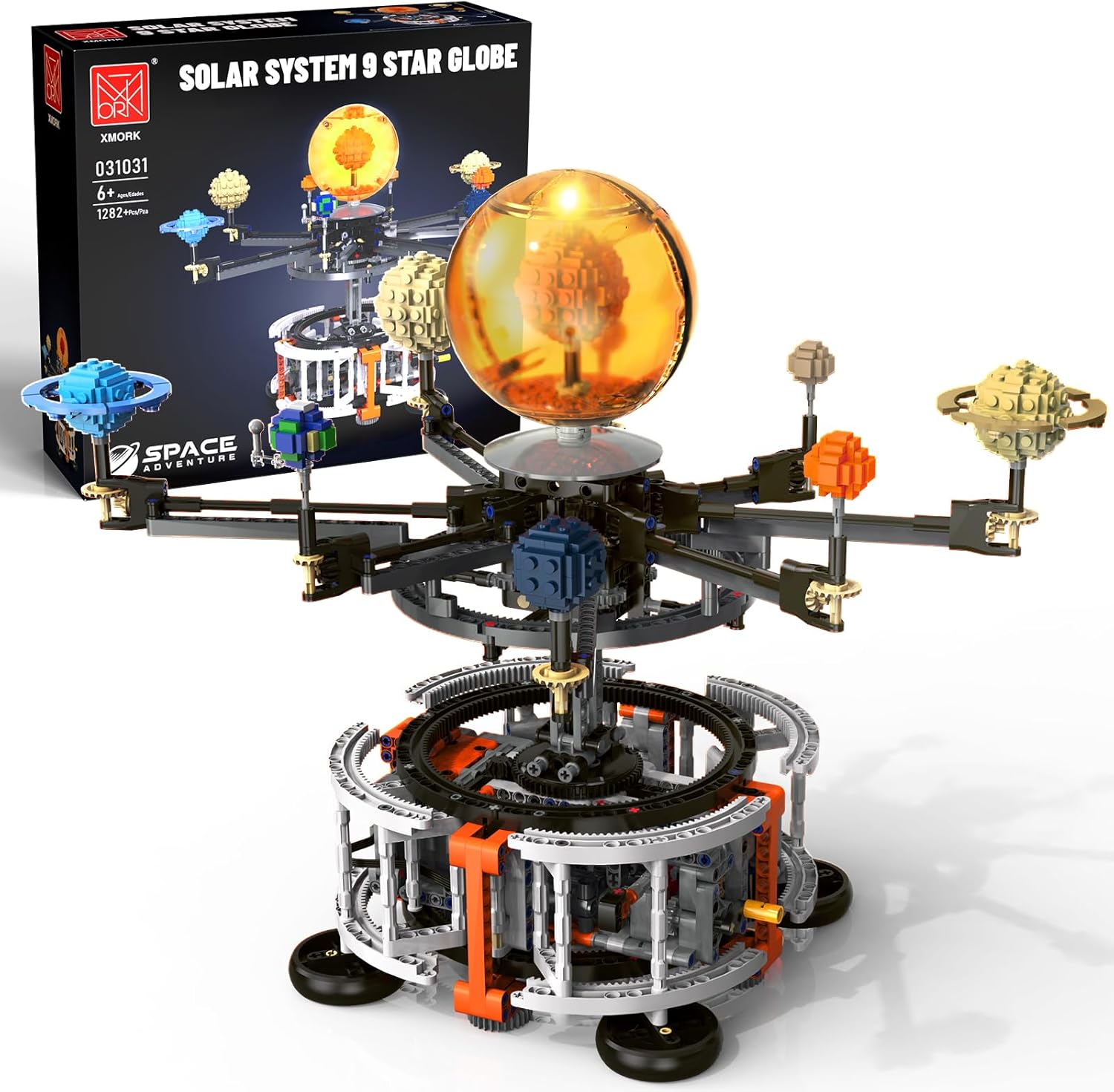 Solar System Building Set for Kids, STEM Toys with Rotatable Handle and Mechanical Gears, Space Toys for Home/School Science Learning, Birthday Gifts for Boys Girls Ages 6-12(1282pcs)