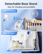 SWEETFULL Portable Stroller Fan with Display 4000mAh Battery Powered Mini Clip On Fan, 4-Speed Rechargeable Small Personal Cooling for Baby Car Seat Crib Travel - White