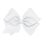 Wee Ones Girls' Premium Hair Bow with Knot Wrap Center on a WeeStay No-Slip Hair Clip, Size Mini King, Color White