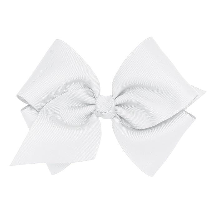 Wee Ones Girls' Premium Hair Bow with Knot Wrap Center on a WeeStay No-Slip Hair Clip, Size Mini King, Color White