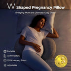 Momcozy Memory Foam Portable Pregnancy Pillow – W Shaped Maternity Great Support for Side Sleepers, Adjustable Travel Wedge Pillow for Back, Belly, and Hip Relief, Ideal for Pregnant Women, Grey