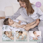 Little Grape Land Nursing Pillow, Soft 100% Cotton Breastfeeding Pillow with Breathable Muslin Removable Cover, Breast Feeding Pillows for Babies 0-12 Months with Protective Zipper, Safari