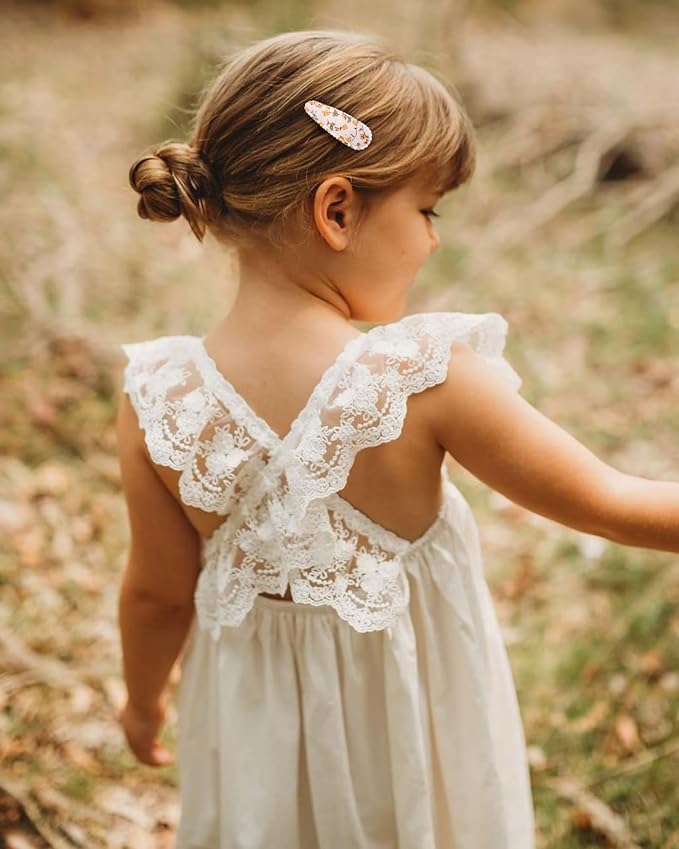 doboi 40Pcs Toddler Hair Clips Baby Girl Hair Bows Clips Floral Print Non Slip Wrapped Snap Hairpins Flower Clips for Hair Barrettes Hair Accessories for Baby Toddler Girls Kids