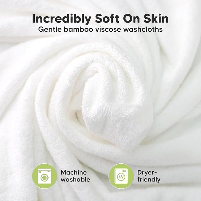6-Pack Baby Washcloths - Soft Absorbent Viscose from Bamboo Wash Cloths for Babies, Kids, Toddlers, Infant, Newborn Bath Towels, Gentle on Sensitive Skin, 10x10 Reusable Face Towels (Pistachio)