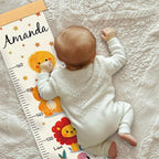 Personalized Name Growth Chart Wall Decor for Kids – Canvas Removable Height Chart Measuring Ruler 59" x 7.9" （Animals）