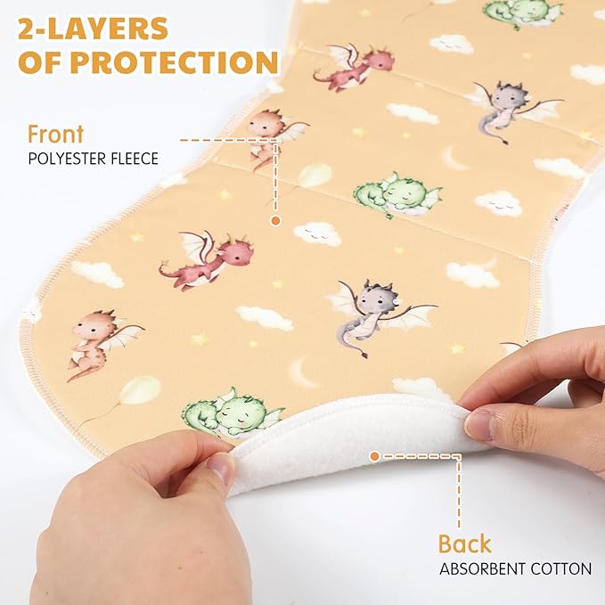 5 Pack Watercolor Dragon Pattern Baby Burp Cloths Soft Absorbent Burping Rags for Newborns 19"x9" Spit up Cloths for Boy Girl Newborn Baby Shower Registry Gifts Set Nursery Decor