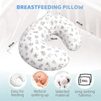 LAT Nursing Pillow for Breastfeeding,100% Cotton Removable Cover,Ergonomic Breast Feeding Pillows for Mom and Baby,Machine Washable(Plant)