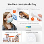 iHealth No-Touch Forehead Thermometer for Adults, Kids, Babies - 1s Fast Accurate, 3 Ultra-Sensitive Sensors, Quiet Vibration Feedback, Digital Large LED Digits, Easy to Use for Home & Nurses, PT3