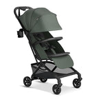 Mompush Velo Lightweight Travel Stroller – One-Hand Fold, Ultra-Compact & Airplane Friendly, Lie-Flat Recline Seat (from Birth to 50 lbs), Includes Cup Holder, Shoulder Strap, and Leather Bumper Bar