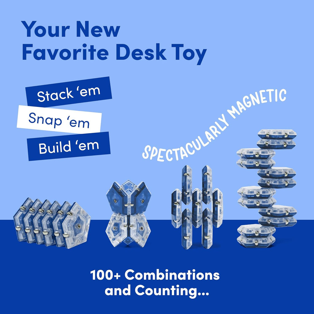 Speks Geode Sphere Magnetic Fidget Toy for Adults | Quiet Adult Sensory Toy for Stress Relief & Anxiety, Office Desk Toy & Top Gadget Gift Idea | Cobalt, 12-Piece Set