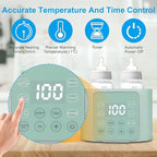 Baby Bottle Warmer 9-in-1 Multifuntion Breast Milk Warmer, Fast Baby Food Heater and Defrost Warmer with Timer for Twins, LCD Display Accurate Temperature Adjustment, 24H Constant Mode-Green
