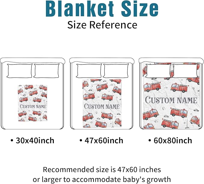 Personalized Baby Crib Bedding Set – Fire Truck Theme Nursery Bedding Sets 3 Piece with Custom Name Blanket, Fitted Crib Sheet & Changing Pad Cover – Ideal Newborn Gift for Boys