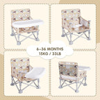 Portable Booster Seat,Toddler Baby Seat with Tray for Dining Table Compact Floor Chair for Camping Lawn Beach Babies Travel 6-36 Months