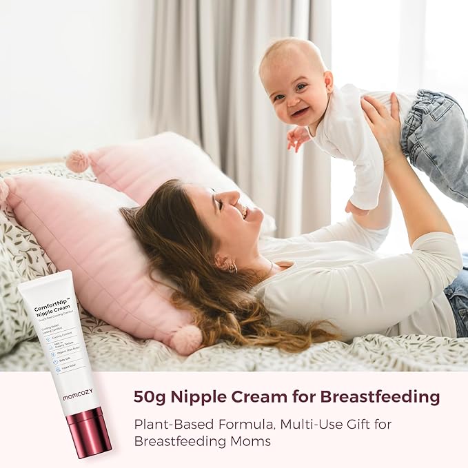 Momcozy ComfortNip™ Cooling Comfort & Touch Free Nipple Cream, Nipple Cream for Breastfeeding, Instant Relief, Plant-Based Formula, Newborn Essentials with Cooling Ceramic Applicator, 1.76oz