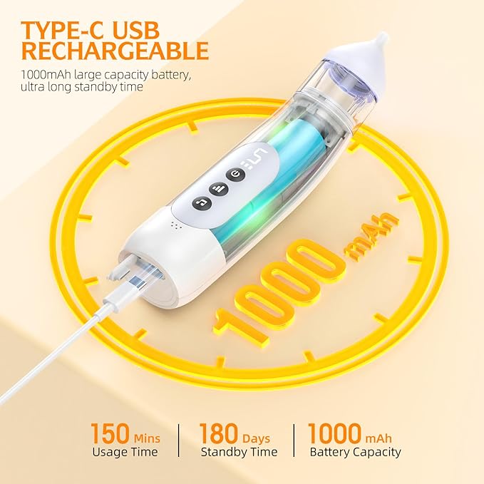 Nasal Aspirator for Baby 5 Suction Levels Rechargeale Nose Sucker, Music and Light Silicone Nose Suction Battery Powered for Baby Girls Boy Adult Pets