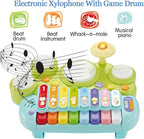 Fisca 3 in 1 Musical Instruments Toys, Electronic Piano Keyboard Xylophone Drum Set - Learning Toys with Lights for Baby & Toddler 1 2 3 Year Old Boys and Girls