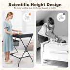 Costzon Changing Table, Portable Baby Changing Table Foldable Diaper Changing Station with Safety Belt, Large Storage Rack & Shelf, Nursery Organizer for Newborn Infant (Black)