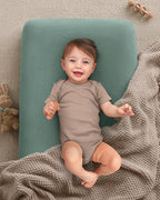 Blissful Diary Muslin Changing Pad Cover for Girls Boys, Ultra Soft Breathable Cotton, Baby Diaper Change Table Pad Covers, 2Pack (Roman Green&Leaf)