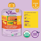 Plum Organics Stage 3 Organic Baby Food - Carrot, Sweet Potato, Corn, Pea, and Chicken - 4 oz Pouch - Organic Baby Food Pouch (Pack of 2)