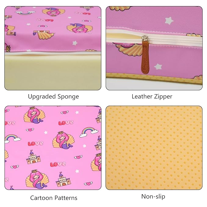 Toddler Booster Seat for Dining Table, Portable Kids Booster with Adjustable Safety Buckles, Non-Slip Bottom, Travel Cushion