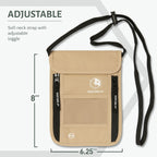 VENTURE 4TH Passport Holder Neck Wallet with RFID Blocking Nylon Lining - Hidden Neck Pouch for Travel (Beige)