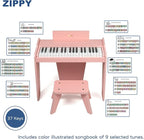 ZIPPY Kids Piano Keyboard, 37 Keys Digital Piano for Kids, Music Educational Instrument Toy, Wood Piano for 3+ Girls and Boys (Pink Basic)