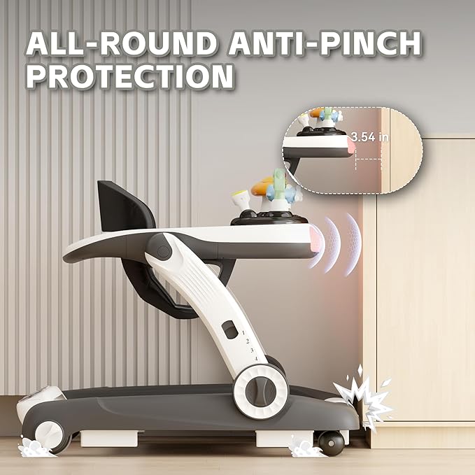 Baby Walker,4-Gear Height Adjustable Baby Walker with Wheels,5 in 1 Baby Activity Center,Music and Lights Bouncer Walker for Baby Boy 6-18 Months,Adjustable Speed Baby Push Walker