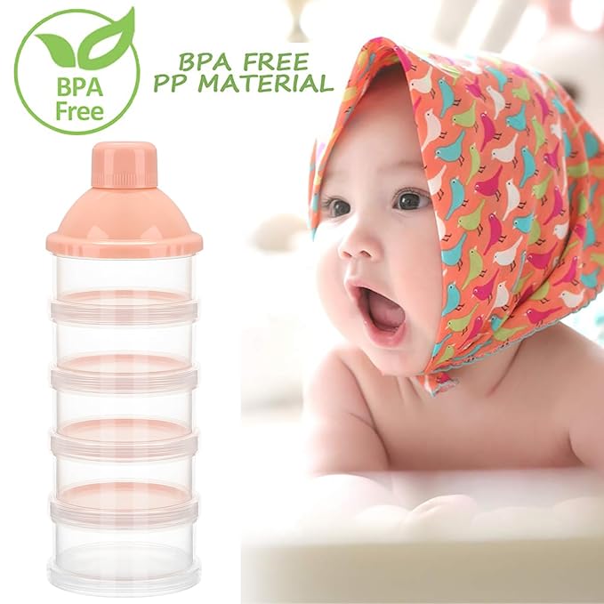 Accmor Formula Dispenser On The Go, 5 Compartments Stackable Formula Container for Travel, Baby Milk Powder Kids Snack Container, BPA Free