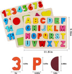 Wooden Puzzles for Toddlers, Kesletney Wooden Alphabet Number Shape Learning Puzzles for Kids, 3 in 1 Montessori Preschool Educational Toys for Boys Girls Ages 3 4 5 Years Old