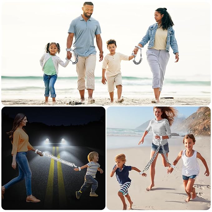 Accmor 2 in 1 Toddler Leash with Magnetic Lock, Kids Anti Lost Wrist Link 2 Packs Keep Twins Close, Reflective Child Walking Harnesses for Baby Boys Girls for Outdoor