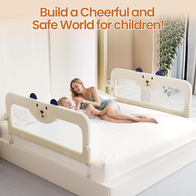 omzer Bed Guard Rail for Toddlers - 32'' Swing Down & Height Adjustable Bed Rail for Toddlers Baby Bed Rail Guard for Twin, Queen, King, Full Size