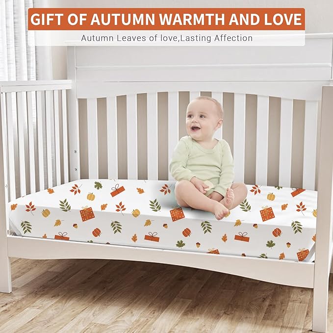 Bimocosy Crib Sheets for Boys Girls, Fitted Crib Sheet 4 Pack for Standard Crib and Toddler Mattresses, Super Soft Breathable Microfiber Baby Sheet 28"x 52", Dinosaur/Leaves/Khaki/Beige