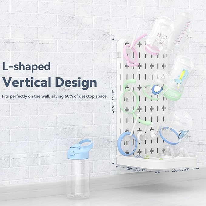 Baby Bottle Drying Rack Bottle Dryer Rack for 12 Bottle Drying Rack Space Saving Kitchen Countertop Vertical Cup Drainer Rack Detachable Baby Bottle Holder Storage Organizer Pump Part Dryer Rack White