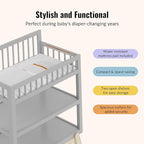 Dream On Me Hygge Baby Nusery Changing Table, Elevated Safety Rails, Water-Resistant Changing Pad & Safety Belt, Spacious Storage Shelves, GREENGUARD Gold & JPMA Certified – Pebble Grey Oak