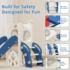 KORIMEFA 7 in 1 Toddler Slide, Kids Slide for Toddlers Baby 1-3 Years Old, Indoor and Outdoor with Basketball Hoop & Golf Set, Plastic Slides for Kids Easy Assembly, Blue