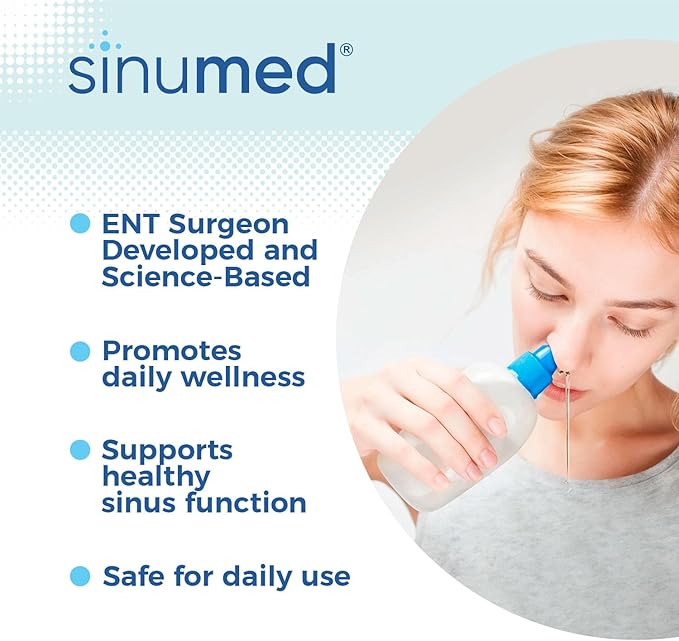 Sinus Rinse, 30PK Nasal Rinse Packets with NAC and Saline, Squeeze Bottle, Alternative to Neti Pot, Helps with Allergy, Congestion, Cold Symptoms