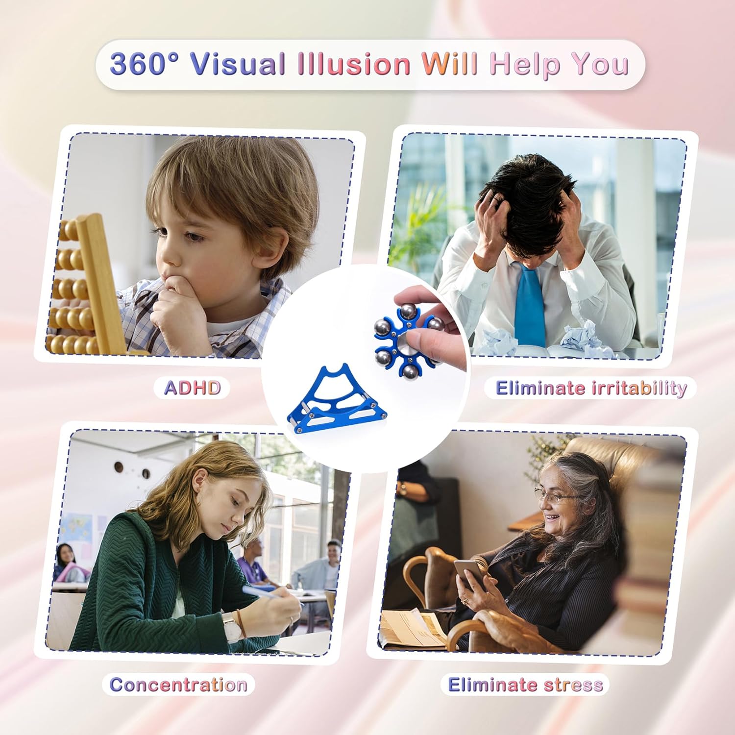 Desk-Fidget-Toys for Ferris-Wheels-Spinner: Metal Kinetic-Spinner 4mins, Cool-Gadgets for Kid Children Teen Adult EDC-Toy, ADHD Tools Cool-Stuff Stress Relief Gift for Office Home School Christmas