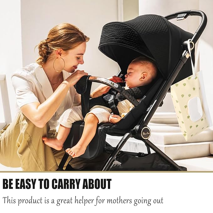 FEBSNOW 2 Pack Baby Wipes Dispenser, Portable Refillable Wipe Holder Baby Wipes Container Travel Wipes Case Reusable Boho Wet Wipes Pouch