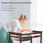 Wooden Baby Changing Table, Modern Diaper Changing Table, Infant Diaper Station Dresser with Laundry Hamper, 3 Drawer Basket- Storage Organizer for Baby Clothes, Diapers & Toys